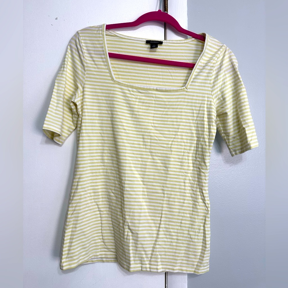 Halogen Juliette Stripe Square Neck Top | Small | NWOT